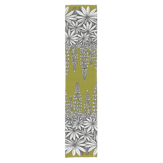 Botanische Lupine Mosterd Gele Tafelloper (Voorkant)