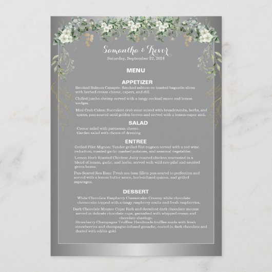 Botanische Lustrous Dreams: een botanische fantasi Menu (Voorkant)