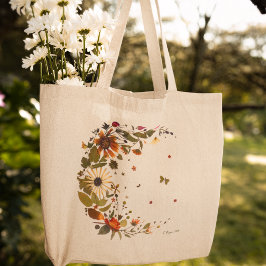 Botanische Maan Tote l Geperste Bloem Kunstwerk Grote Tote Bag