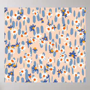 Botanische madeliefjes:  naadloos patroon. poster