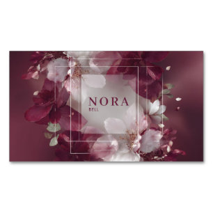 Botanische Magenta Bloem Abstract Wit Frame Magnetisch Visitekaartje