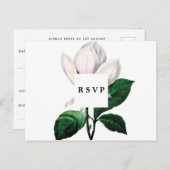 Botanische Magnolia bruiloft RSVP briefkaart (Voorkant / Achterkant)