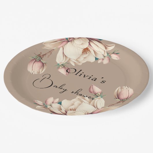 Botanische magnolia floral papieren bordje (Gekanteld)