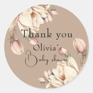 Botanische magnolia floral ronde sticker