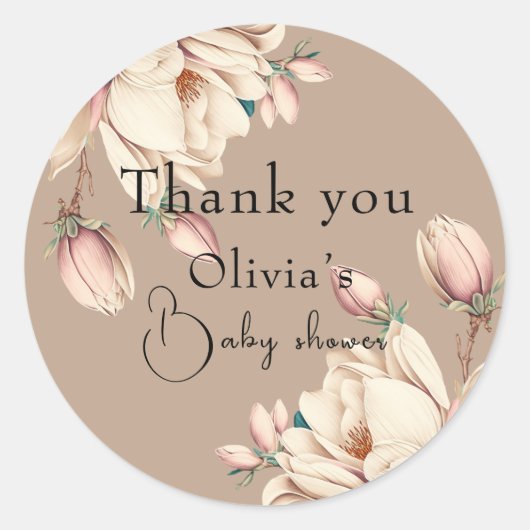 Botanische magnolia floral ronde sticker (Voorkant)