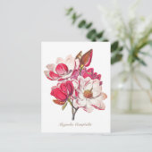 botanische Magnolia Pink White Flowers Briefkaart (Staand voorkant)