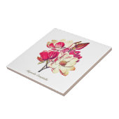  Botanische Magnolia Roze Witte Bloem Tegeltje (Zijkant)
