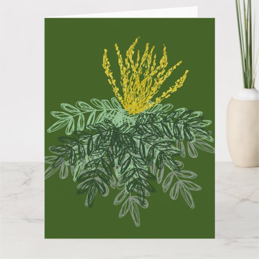 Botanische Mahonia Shrub Hand Drawn Green Kaart (Voorkant)