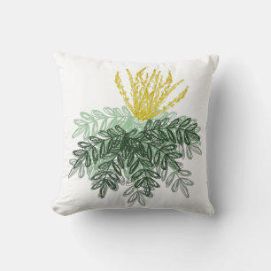 Botanische Mahonia Struik Handgetekend Kussen