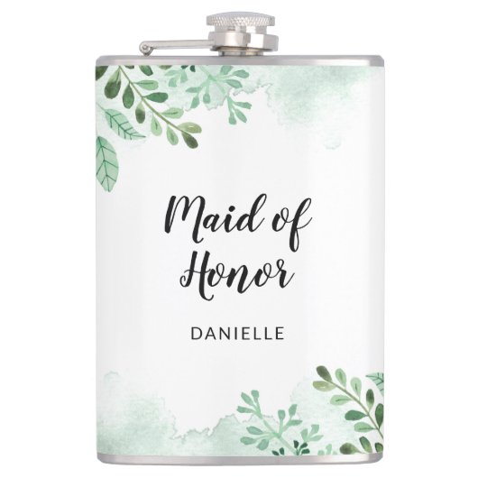 Botanische Maid of Honor Bruiloft Feest Gift Flask Heupfles (Voorkant)