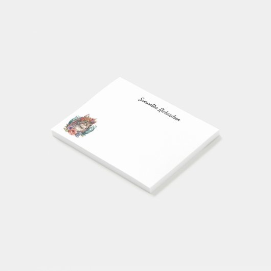 Botanische Maine Coon Cat Persoonlijke Waterverf Post-it® Notes (Schuin)