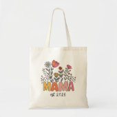 Botanische Mama Jaar Retro Bloem Lettering Tote Bag (Voorkant)
