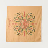 Botanische Mandala Boho Oranje naam Tapestry Wandkleed (Voorkant (horizontaal))