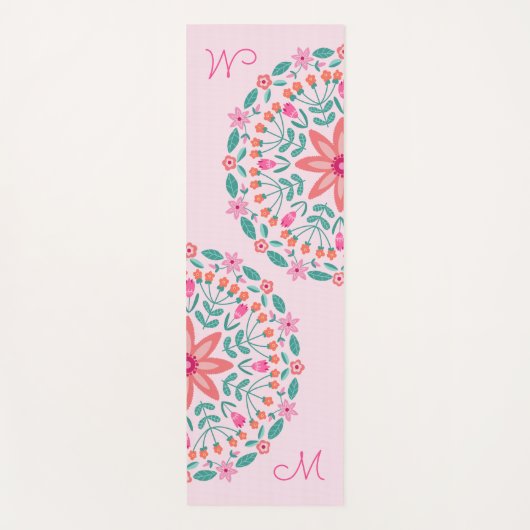 Botanische Mandala Floral Monogrammed Yogamat (Voorkant)