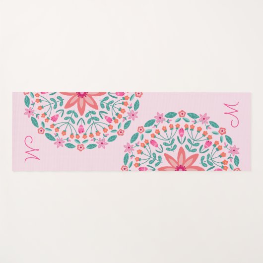 Botanische Mandala Floral Monogrammed Yogamat (Voorkant (horizontaal))