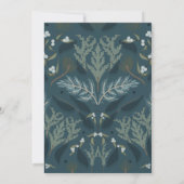 Botanische Marine Blauw Wit Winter Bruiloft Kaart (Achterkant)