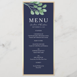 Botanische Marine Blauwe bruiloft Menu