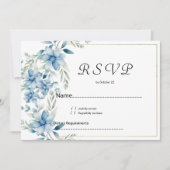 Botanische marine blauwe munt bloemen RSVP Kaart (Voorkant)