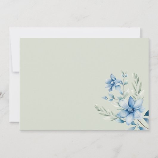 Botanische marine blauwe munt bloemen RSVP Kaart (Achterkant)