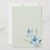 Botanische marine blauwe munt bloemenbruiloft kaart (Achterkant)