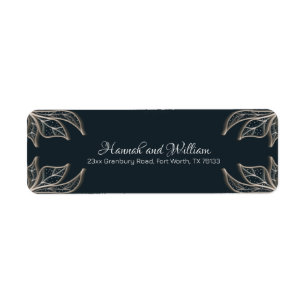 Botanische marine Blue Wedding RSPV Return Address Etiket