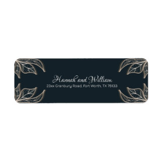 Botanische marine Blue Wedding RSPV Return Address Etiket