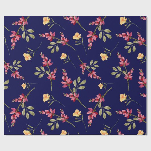  Botanische Marine Blush Roze Bloemen Elegant Cadeaupapier