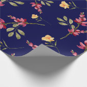  Botanische Marine Blush Roze Bloemen Elegant Cadeaupapier (Hoek)