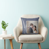 Botanische Marine Gepersonaliseerde Trouwpaar Foto Kussen (Stoel)