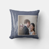 Botanische Marine Gepersonaliseerde Trouwpaar Foto Kussen (Voorkant)
