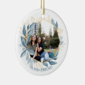 Botanische marineblauw-vrienden leven het grootst keramisch ornament (Rechts)