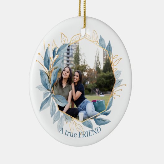 Botanische marineblauw-vrienden leven het grootst keramisch ornament (Rechts)