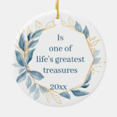 Botanische marineblauw-vrienden leven het grootst keramisch ornament (Achterkant)