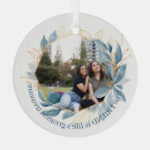 Botanische marineblauw-vrienden van het leven met  glas ornament (Achterkant)