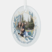 Botanische marineblauw-vrienden van het leven met  glas ornament (Voorkant links)