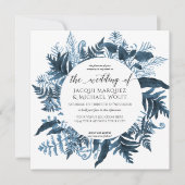 Botanische marineblauw Waterverf met flora en faun Kaart (Voorkant)