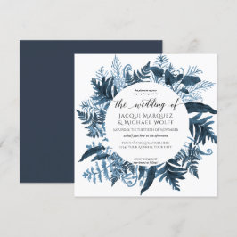 Botanische marineblauw Waterverf met flora en faun Kaart