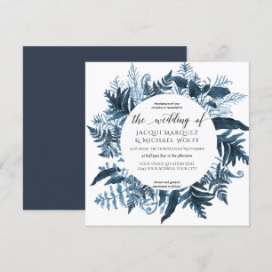 Botanische marineblauw Waterverf met flora en faun Kaart
