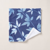 Botanische marineblauwe Waterverf Bad Handdoek (Wasdoekje)