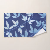 Botanische marineblauwe Waterverf Bad Handdoek (Handdoek)