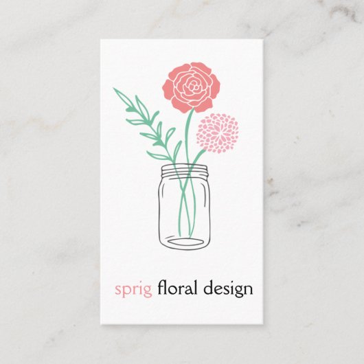 Botanische Mason Jar Visitekaartjes (Voorkant)