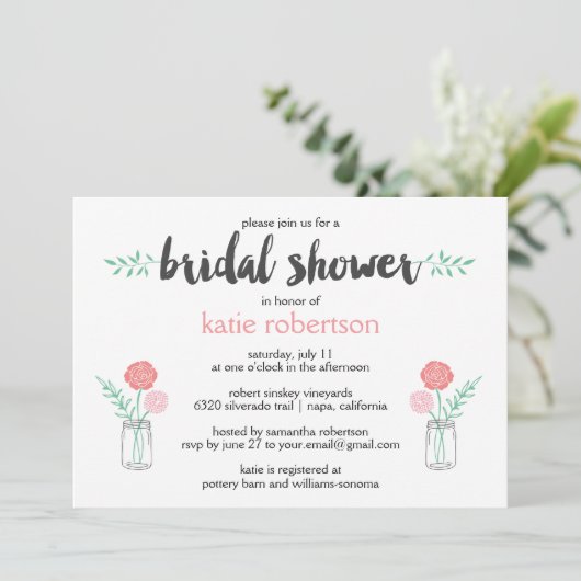 Botanische Mason Jar Vrijgezellenfeest Kaart (Staand voorkant)