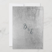 Botanische mauve blauw bruin zilver bloemenbruilof kaart (Achterkant)