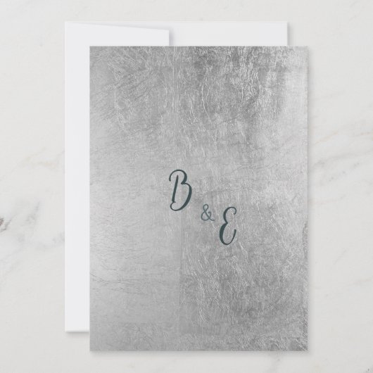 Botanische mauve blauw bruin zilver bloemenbruilof kaart (Achterkant)