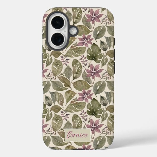 Botanische Mauve & Sage Leafy Case-Mate iPhone Case (Achterkant)