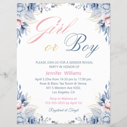 Botanische meisje of jongen Geslacht openbaren uit Flyer (Voorkant)