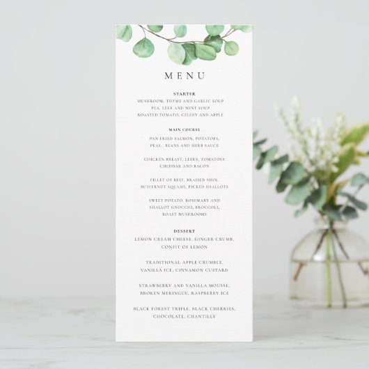 Botanische menu Eucalyptus (Staand voorkant)