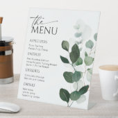 Botanische menuhandtekening, modern menuteken reclamebord met voetstuk (Insitu)