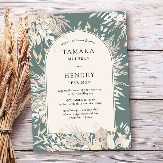 Botanische met een sapmannetje Sage Green Almond W Kaart