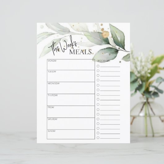 Botanische minimale scripttekst Wekelijks Meal Pla (Staand voorkant)